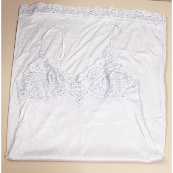 VTG 70's Sz 34 F Vassarette Pale Blue LACE-underneath It All-NYLON FULL SLIP EUC - Picture 2 of 10
